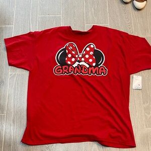 Disney Red Women’s Grandma Tee with Polka Dot Bow Sz 2X